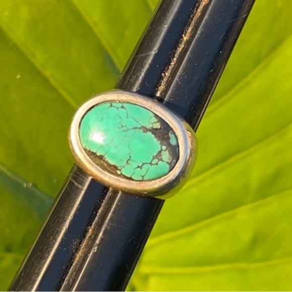 EXEX HUBEI Turquoise Sterling Silver SIZE 7.25-7.5 - Picture 2 of 5
